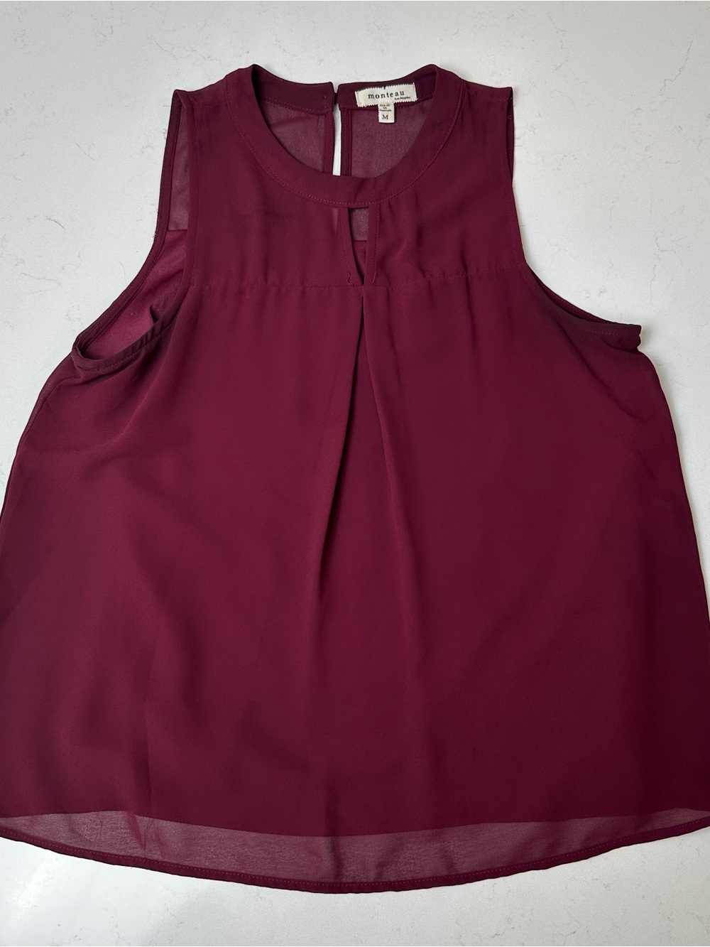 Monteau Sleeveless Keyhole Camisole - Burgundy